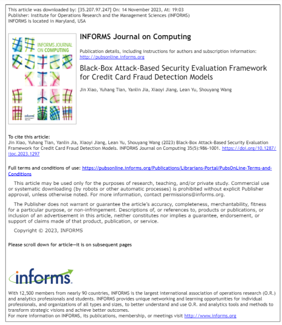 肖进研究员在UTD24期刊 INFORMS Journal on Computing 上发表最新研究成果 四川大学商学院